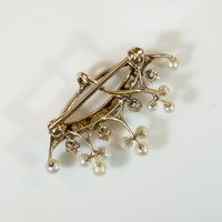 Sylvan Green Garnet, Diamond & Pearl Crown Brooch
