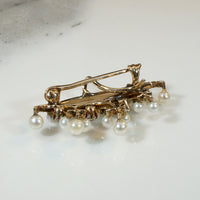Sylvan Green Garnet, Diamond & Pearl Crown Brooch