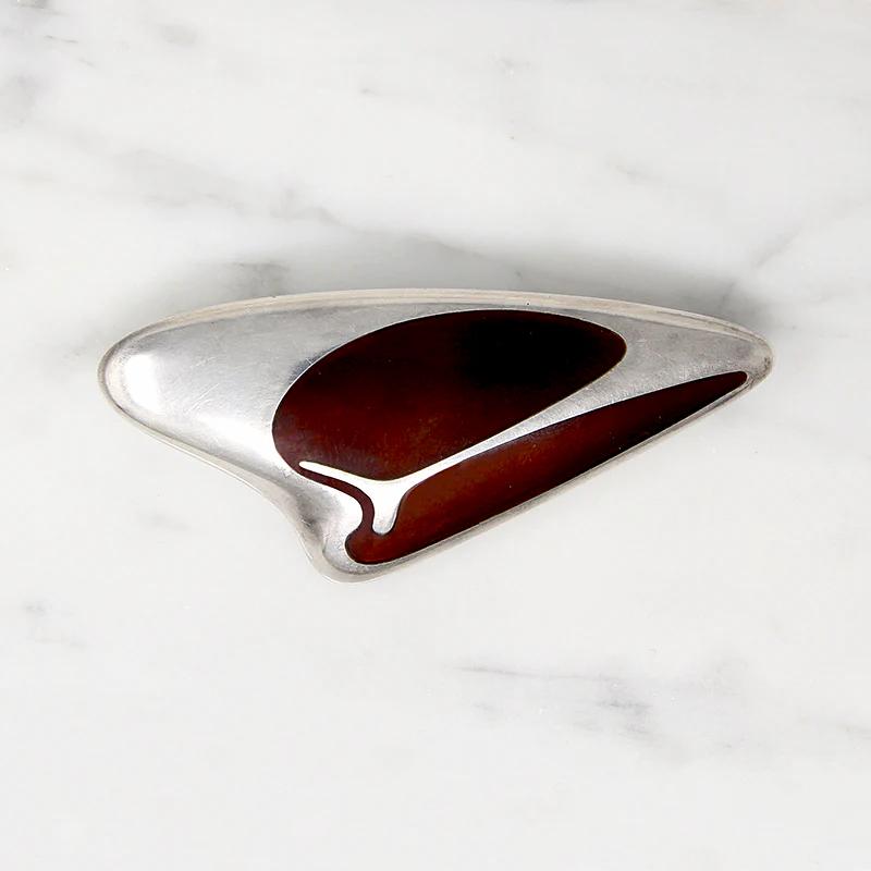 Georg Jensen Sterling & Mahogany Enamel Brooch Design 314