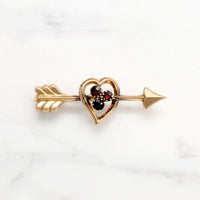 Love Token Rosy Gold & Garnet Pierced Heart Brooch