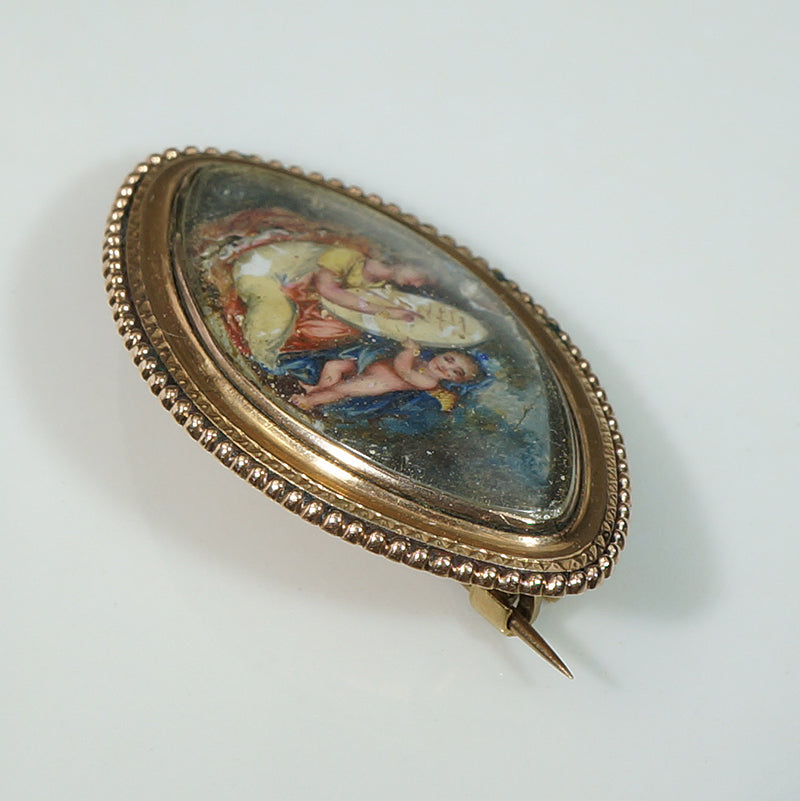 Eros & Aphrodite Miniature in 12k Gold Brooch