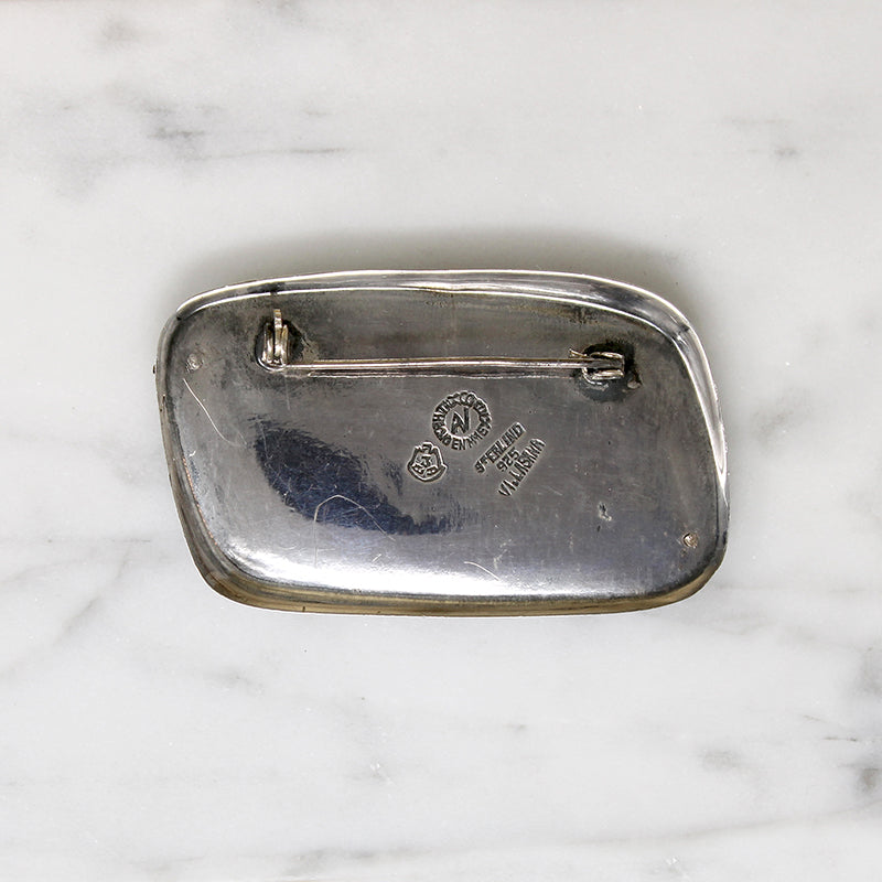 Modernist Sterling Silver & Niello Brooch by Villasana