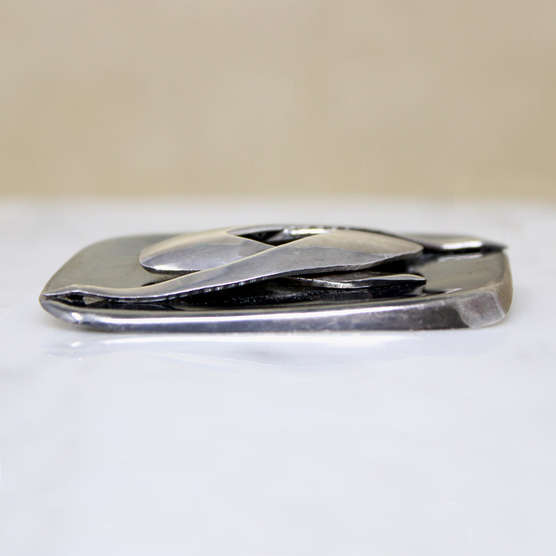 Modernist Sterling Silver & Niello Brooch by Villasana