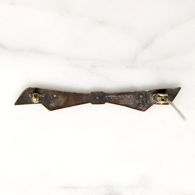 Crisp Little Paste-Spangled Bow Brooch