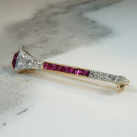 Ruby and Diamond Antique Railroad Nail Brooch