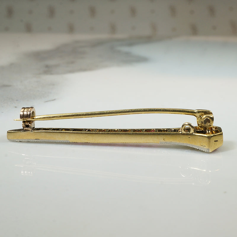 Ruby and Diamond Antique Railroad Nail Brooch