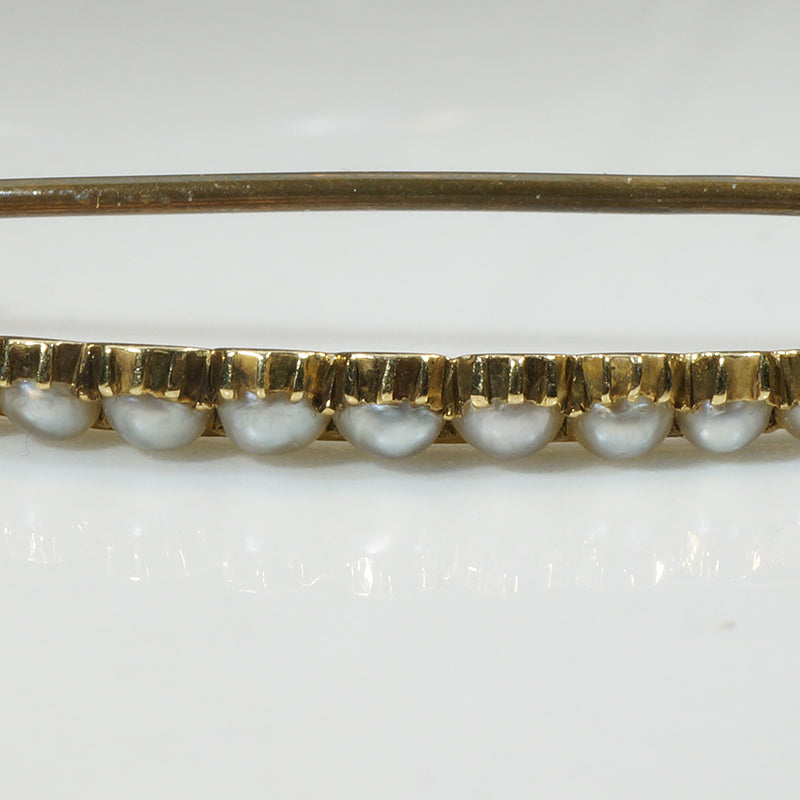 Delicate Sliver Gold & Pearl Crescent Moon Brooch