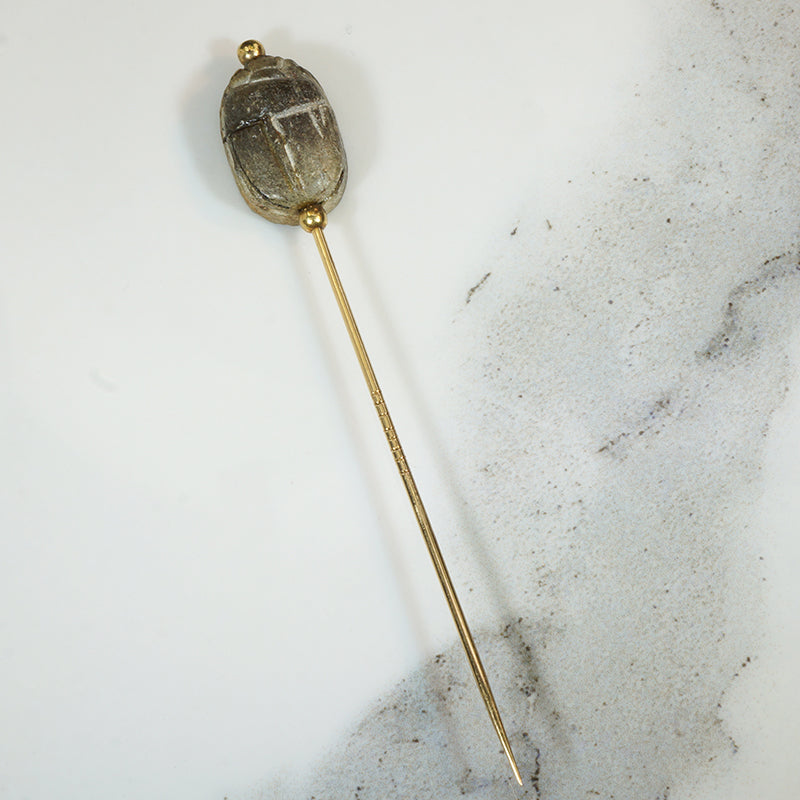 Antique Steatie Scarab Stick Pin