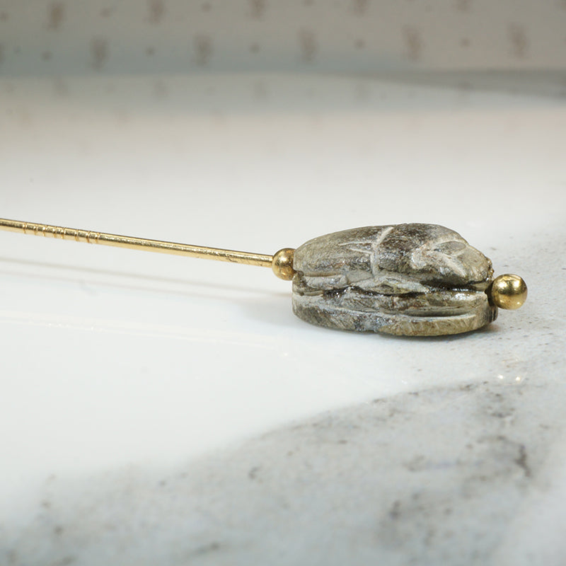 Antique Steatie Scarab Stick Pin
