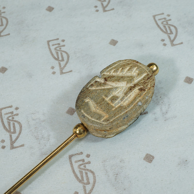 Antique Steatie Scarab Stick Pin