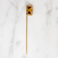 Edwardian Citrine & Engraved Gold Stick Pin
