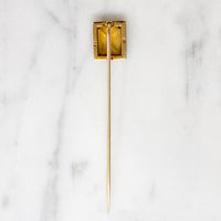 Edwardian Citrine & Engraved Gold Stick Pin