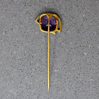 Arts & Crafts Buff Cut Amethyst Stick Pin
