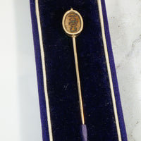 Antique Brown Jasper Scarab Stick Pin