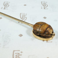 Antique Brown Jasper Scarab Stick Pin