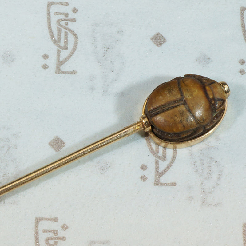 Antique Brown Jasper Scarab Stick Pin