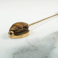 Antique Brown Jasper Scarab Stick Pin