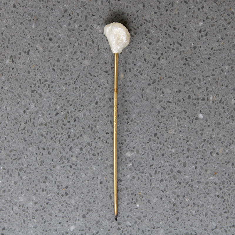 Glossy River Pearl on 19k Gold Victorian Stick Pin