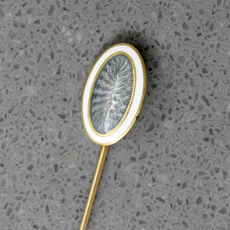 Guilloché Enamel & Gold Edwardian Stick Pin