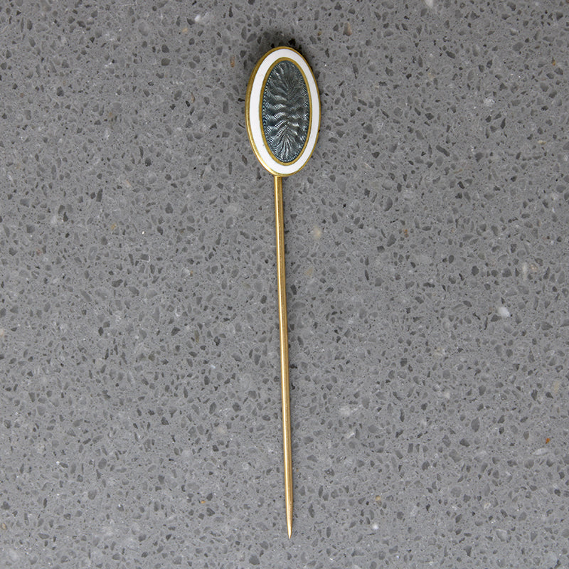 Guilloché Enamel & Gold Edwardian Stick Pin