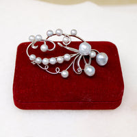 Ethereal Silver & Gray Pearl Brooch by Meijis