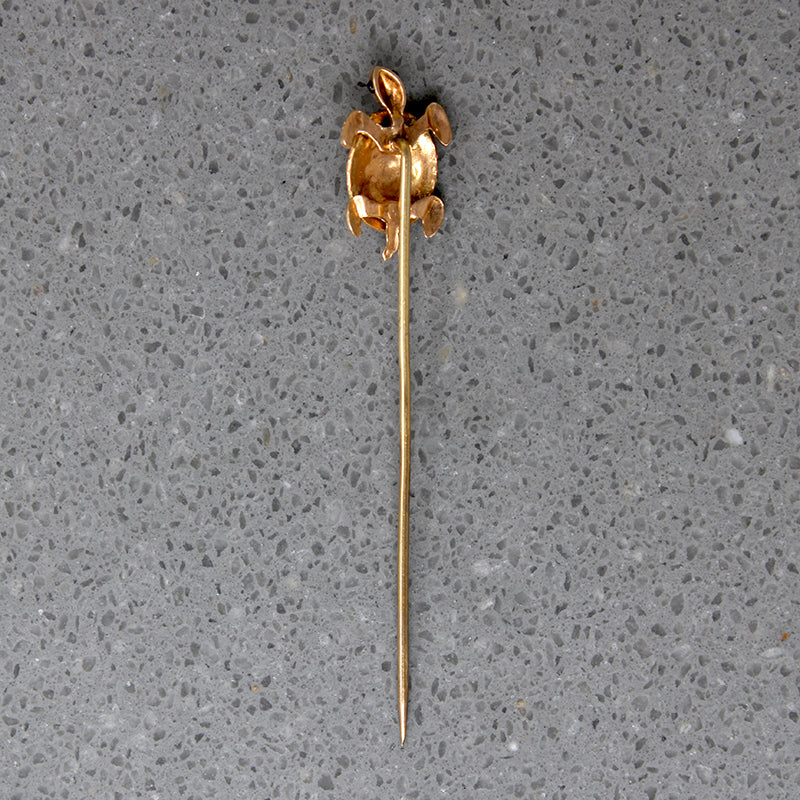 Charming Two-Tone Three-D Turtle Stick Pin