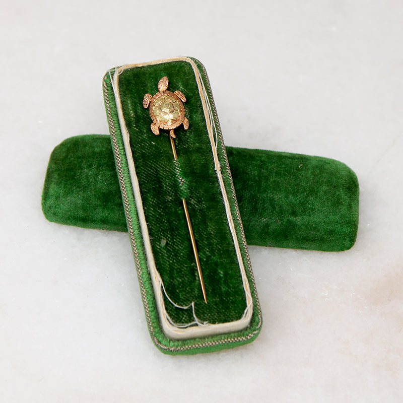 Charming Two-Tone Three-D Turtle Stick Pin