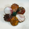 Scottish Flower Pebble Brooch with Carved Agate Petals