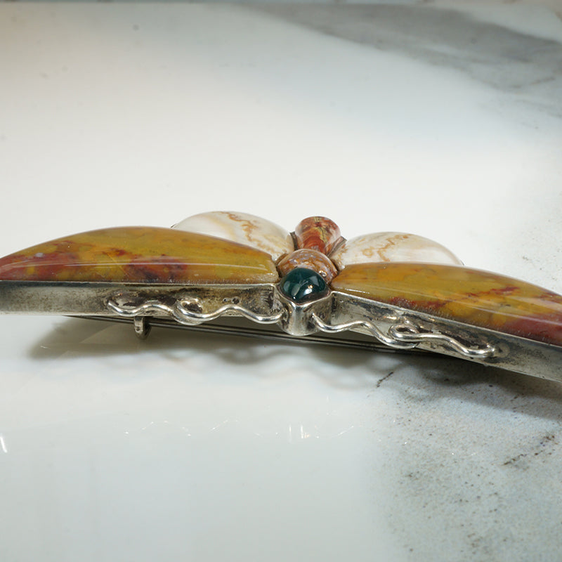 Whimsical Agate Butterfly Scottish Pebble Brooch