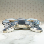 Moody Blue Banded Agate Bow Pebble Brooch