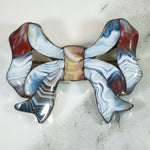 Scottish Pebble Bow Brooch with Blue & Orange Banded Agate