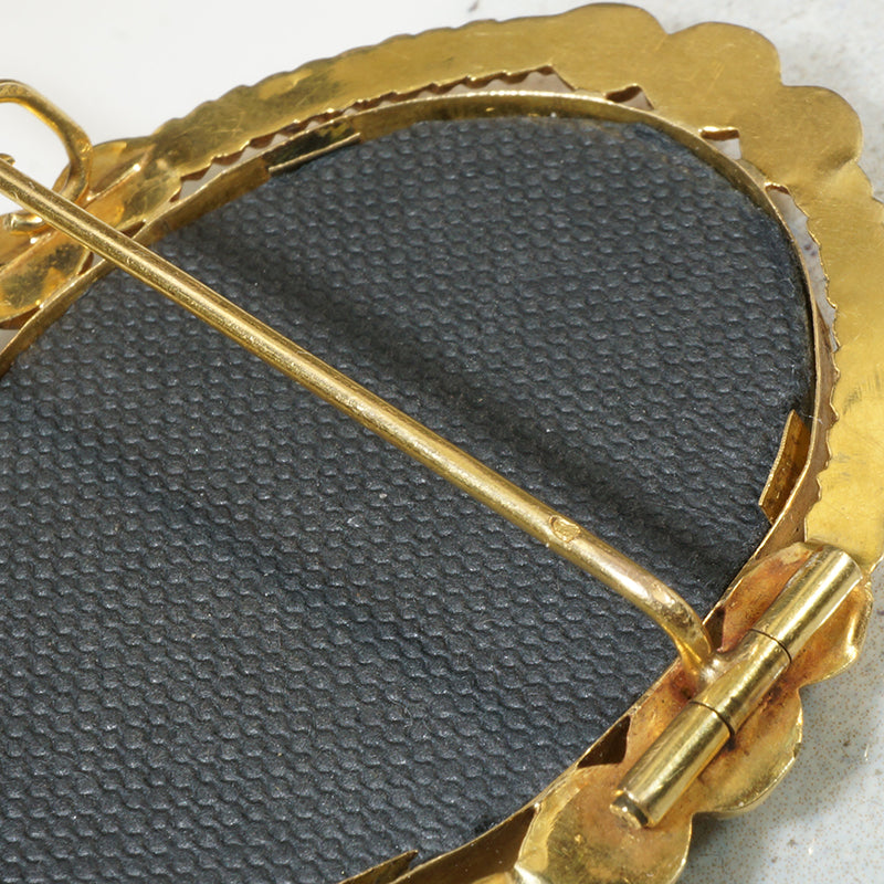 Stunning French 18k Gold Locket Brooch