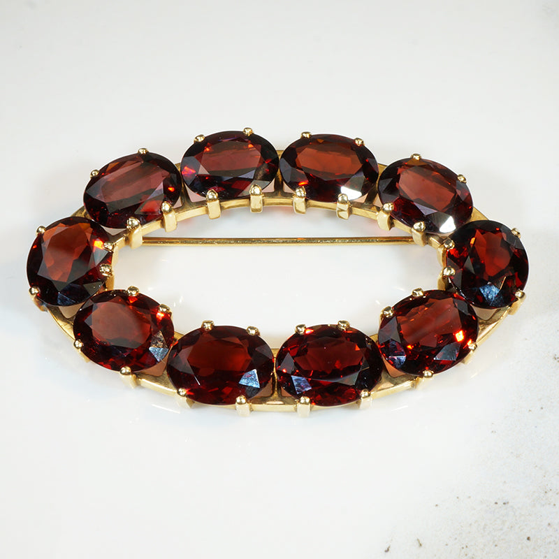 Superb Almandine Garnet Oval Brooch by Gillot