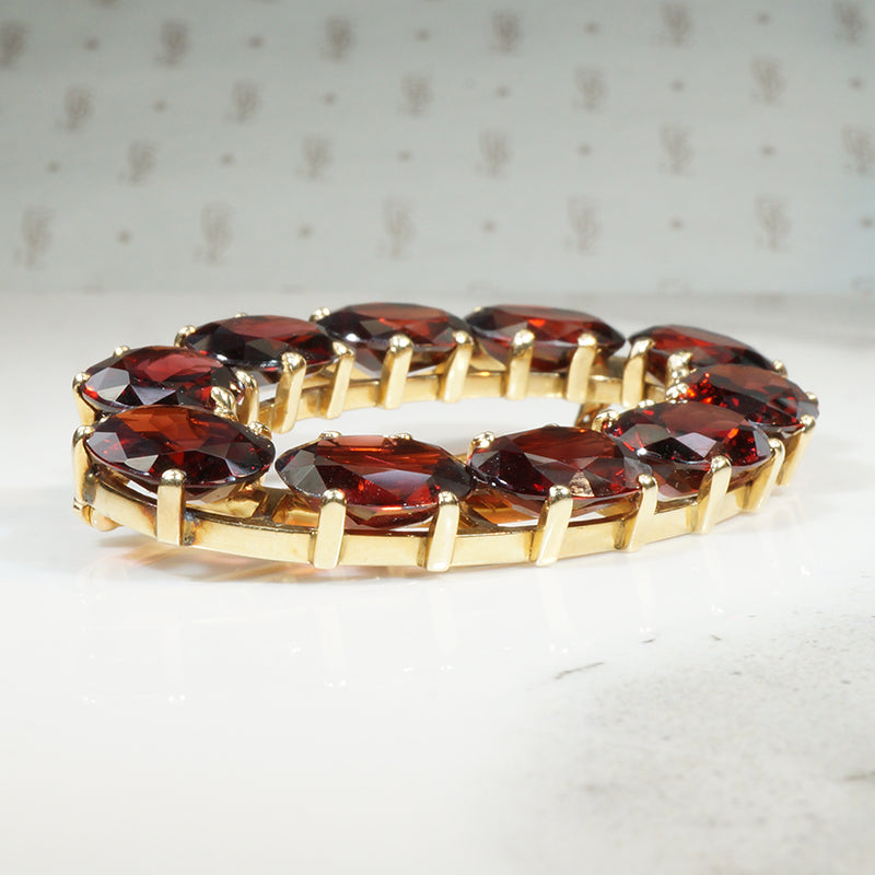 Superb Almandine Garnet Oval Brooch by Gillot