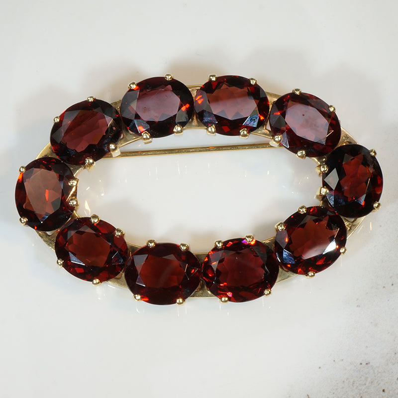 Superb Almandine Garnet Oval Brooch by Gillot