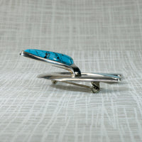 Slippery Silver Flying Fish Brooch with Turquoise Fins