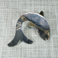 Slippery Silver Flying Fish Brooch with Turquoise Fins