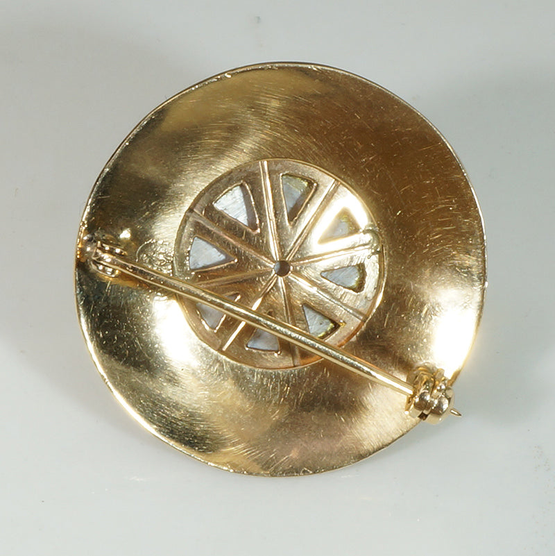 Subtle Mabé Pearl & Engraved Gold Brooch