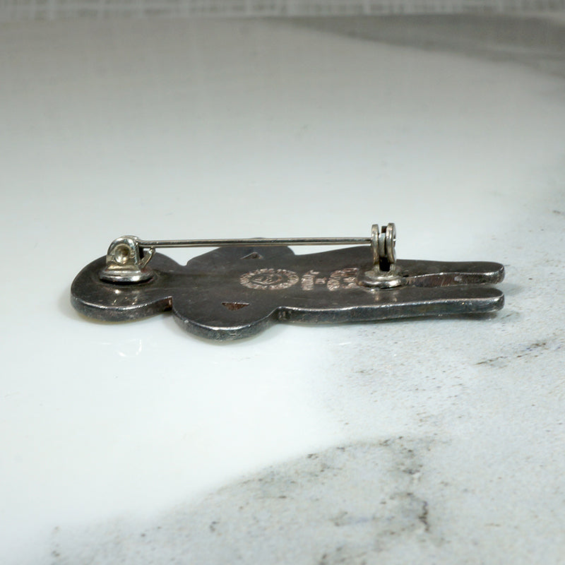 Handsome Sterling & Enamel Figural Brooch by Margot de Taxco