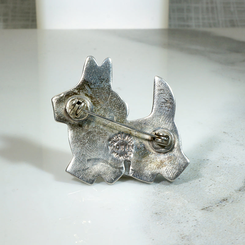 Sassy Scotty Sterling & Enamel Brooch 