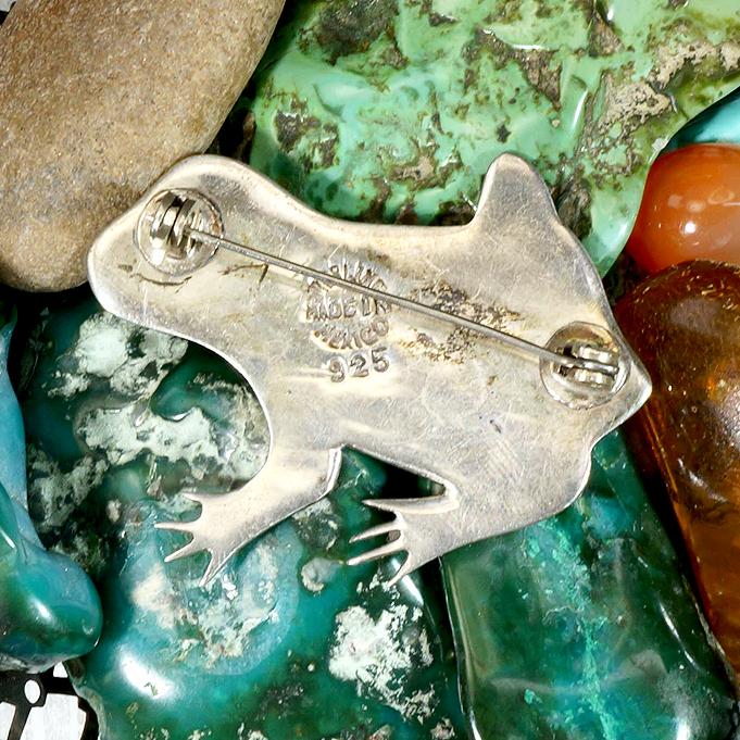 Colorful Enamel & Sterling Silver Frog Brooch