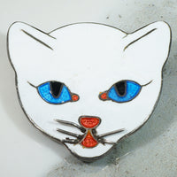 Enameled Cat Face Brooch from Margot de Taxco