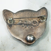 Enameled Cat Face Brooch from Margot de Taxco