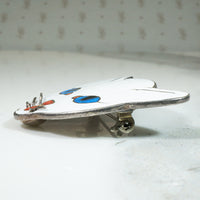 Enameled Cat Face Brooch from Margot de Taxco
