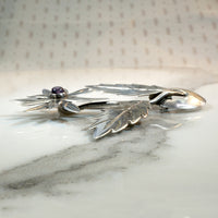 Mexican Silver & Amethyst Flower Brooch