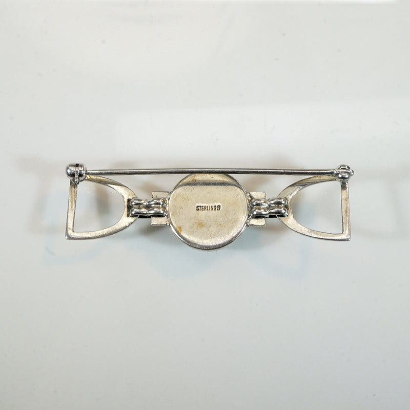 Reverse Painted Crystal Horse & Tack Brooch