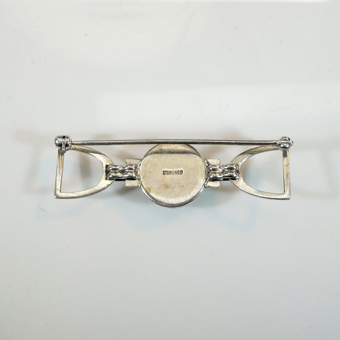 Reverse Painted Crystal Horse & Tack Brooch