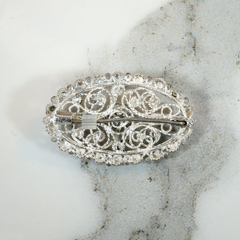 Elaborately Wrought Silver Cannetille Brooch