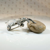 German Spider Brooch in Moonstone, Marcasite & Sterling