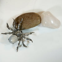 German Spider Brooch in Moonstone, Marcasite & Sterling